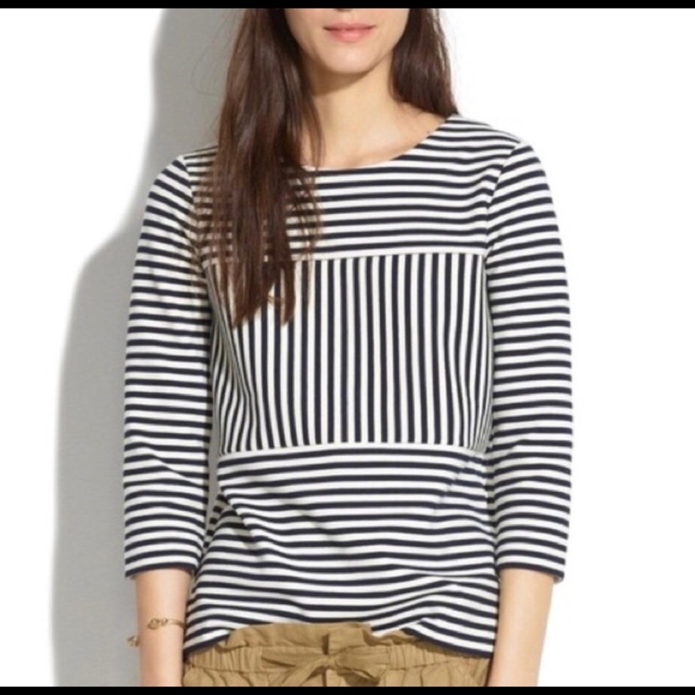 Madewell Navy & White Striped Top (size L)